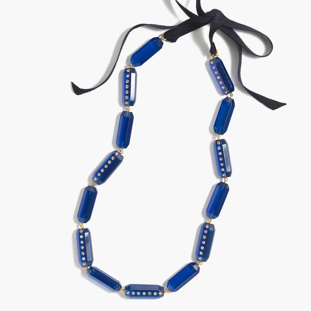 NWT J CREW Blue Lucite and pavé necklace